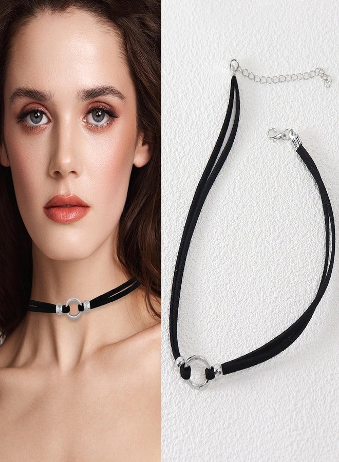 AEDOVE 4 Pcs Choker Necklace for Women, Black Leather Choker Necklaces Gothic Collar Boho Necklaces Adjustable Brown Suede Layered Leather Necklace for Birthdays Christmas - Image 5